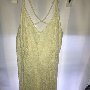 Cream Lace Skater Dress with Crossing Straps